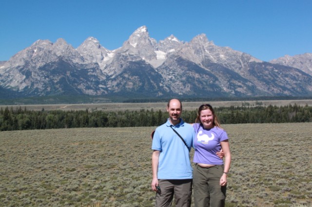 Robert en ik voor de Teton bergketen