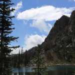 Het doel van de laatste grote bergwandeling in de Tetons: surprise lake, op 2900m hoogte, na een klim met een kilometer hoogteverschil en een sneeuwstorm (sneeuw bleef niet liggen, maar was wel bijzonder koud).