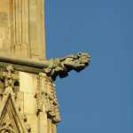 Ook deze middeleeuwse kathedraal had vreemdsoortig beeldhouwwerk, dit wordt in het engels een Gargoyle genoemd